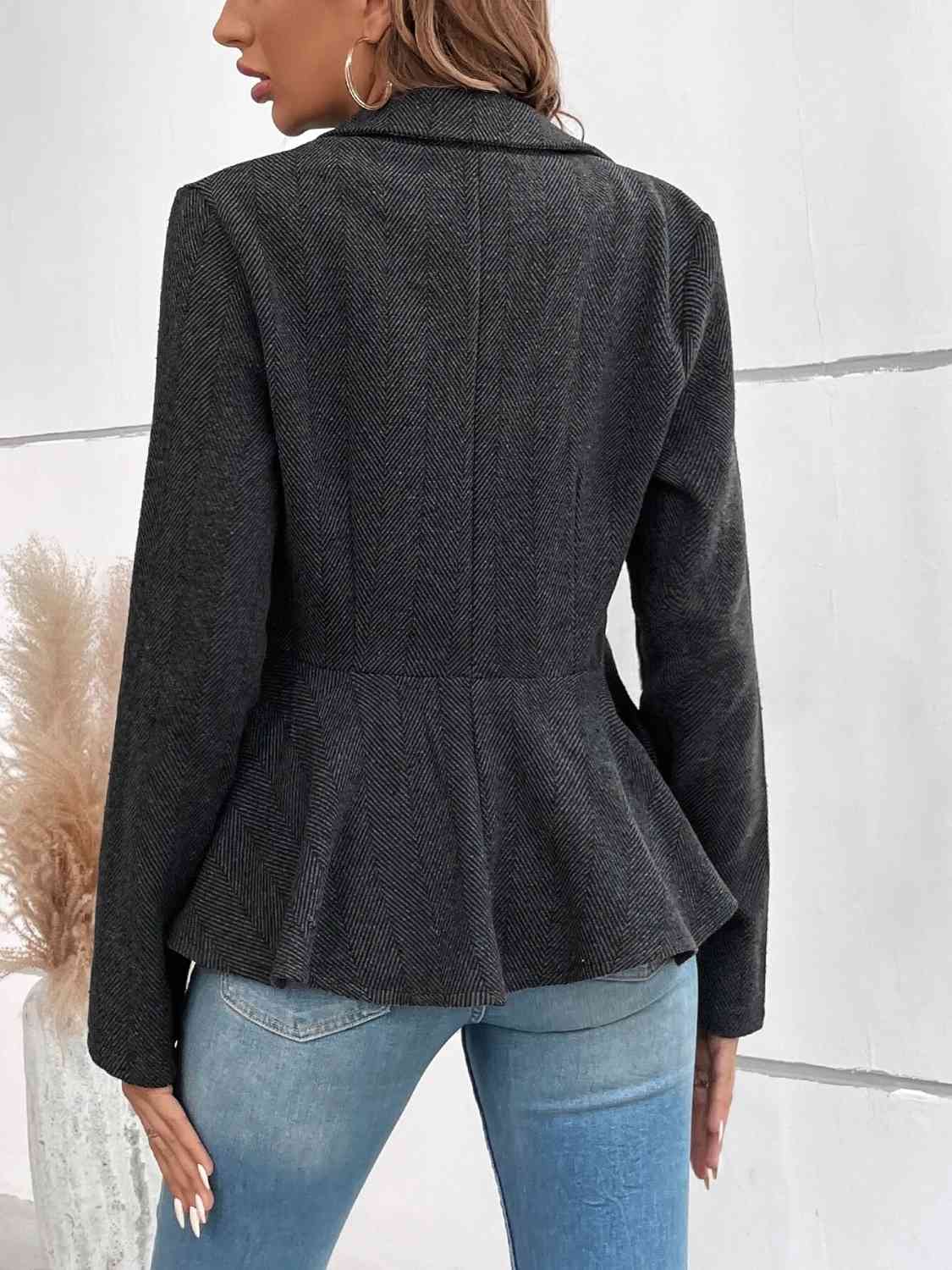 Ruffle Hem Collared Blazer king-general-store-5710.myshopify.com