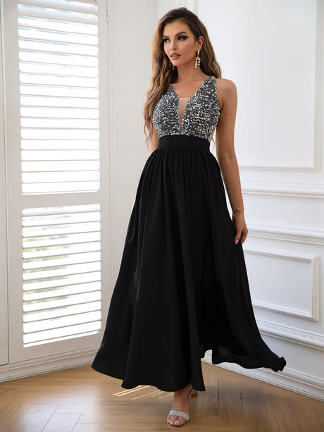 Contrast Sequin Sleeveless Maxi Dress king-general-store-5710.myshopify.com