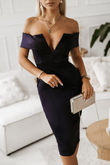 Off-Shoulder Zip-Back Slit Dress king-general-store-5710.myshopify.com