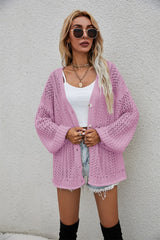 Openwork V-Neck Dropped Shoulder Cardigan king-general-store-5710.myshopify.com