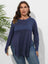 Plus Size Round Neck Long Sleeve Slit T-Shirt king-general-store-5710.myshopify.com