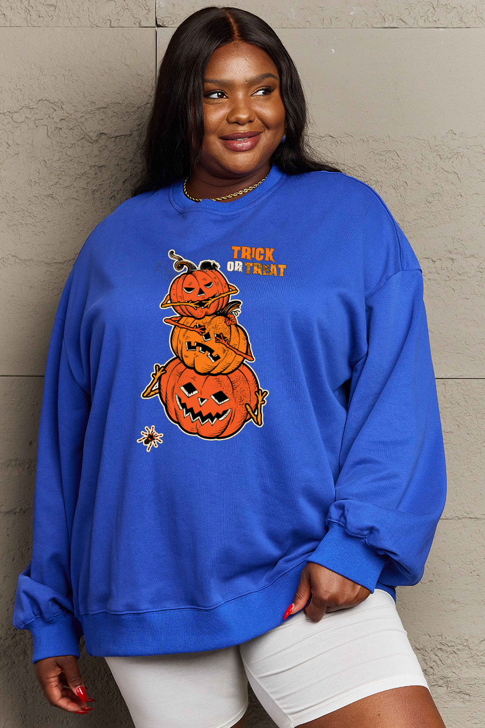 Simply Love Full Size TRICK OR TREAT Graphic Sweatshirt king-general-store-5710.myshopify.com