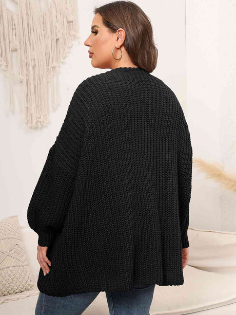 Plus Size Open Front Dropped Shoulder Knit Cardigan king-general-store-5710.myshopify.com