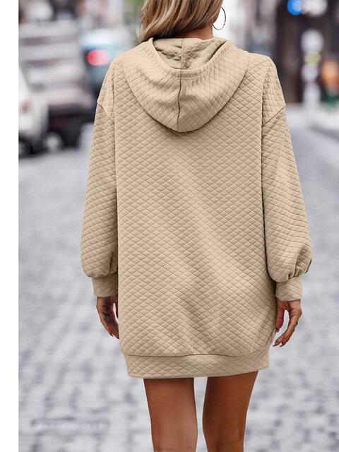 Textured Drawstring Tunic Hoodie king-general-store-5710.myshopify.com