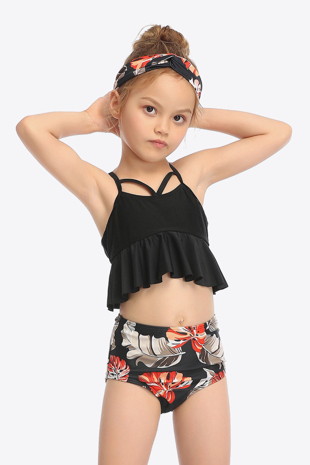 Botanical Print Crisscross Ruffled Two-Piece Swim Set king-general-store-5710.myshopify.com