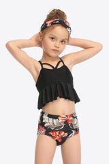 Botanical Print Crisscross Ruffled Two-Piece Swim Set king-general-store-5710.myshopify.com