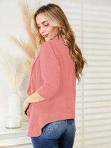 Ninexis Open Front 3/4 Sleeve Full Size Cardigan king-general-store-5710.myshopify.com