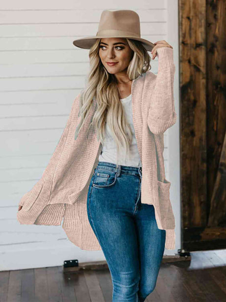 High-Low Open Front Cardigan with Pockets king-general-store-5710.myshopify.com