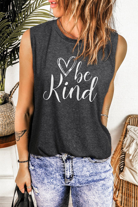BE KIND Graphic Round Neck Tank - Kings Crown Jewel Boutique