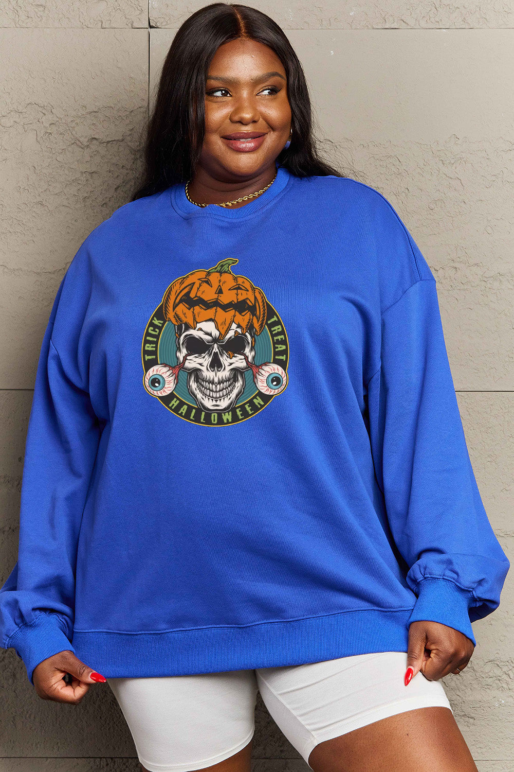 Simply Love Full Size Skull Graphic Sweatshirt king-general-store-5710.myshopify.com