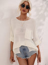 Boat Neck Cuffed Sleeve Slit Tunic Knit Top king-general-store-5710.myshopify.com