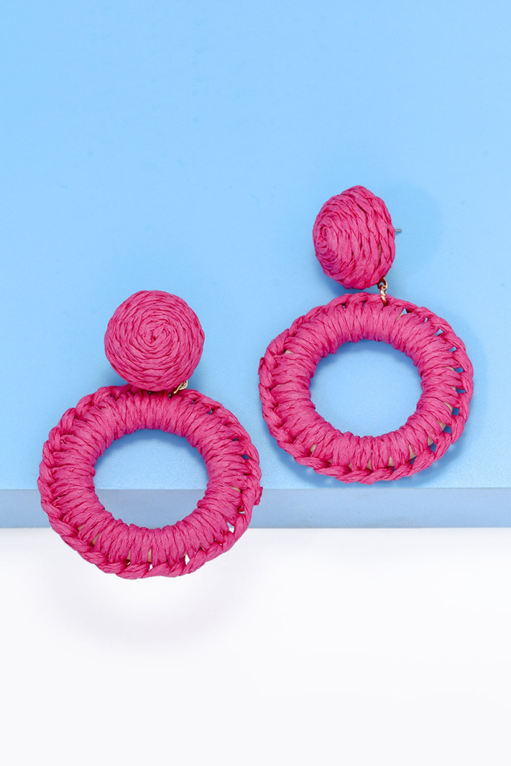 Round Shape Raffia Grass Dangle Earrings king-general-store-5710.myshopify.com