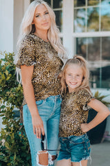 Girls Leopard Short Flounce Sleeve Tee king-general-store-5710.myshopify.com