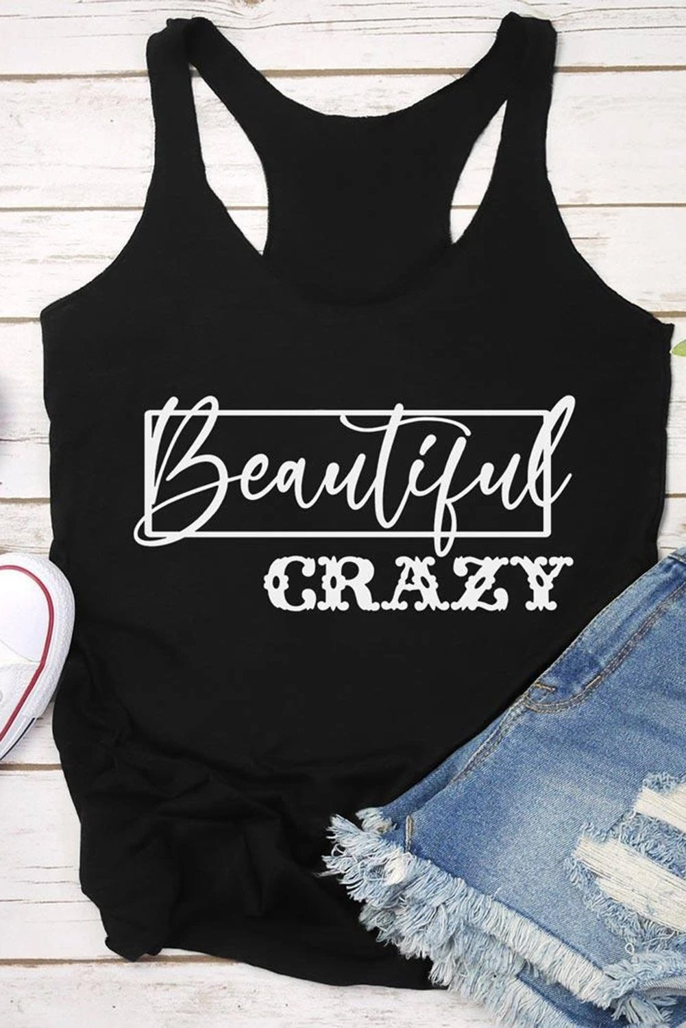 Beautiful Crazy Graphic Tank Top - Kings Crown Jewel Boutique