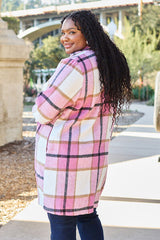 Double Take Full Size Plaid Button Up Lapel Collar Coat king-general-store-5710.myshopify.com