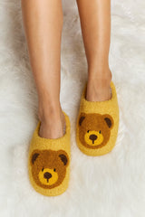 Melody Teddy Bear Print Plush Slide Slippers king-general-store-5710.myshopify.com