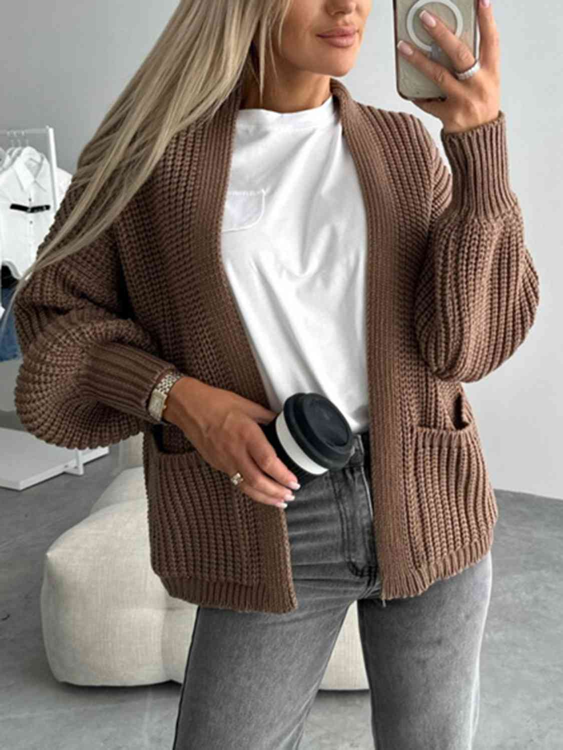 Open Front Dropped Shoulder Cardigan king-general-store-5710.myshopify.com