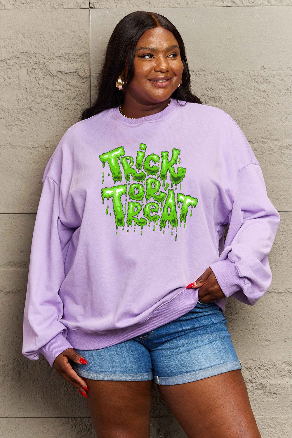 Simply Love Full Size TRICK OR TREAT Graphic Sweatshirt king-general-store-5710.myshopify.com