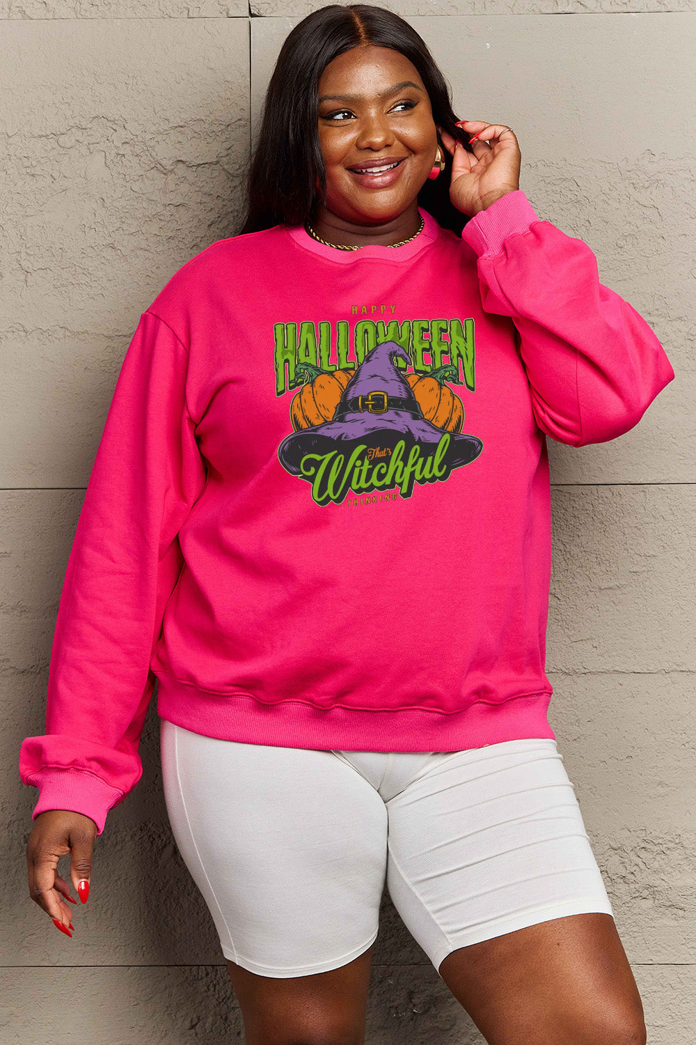 Simply Love Full Size Witch Hat Graphic Sweatshirt king-general-store-5710.myshopify.com