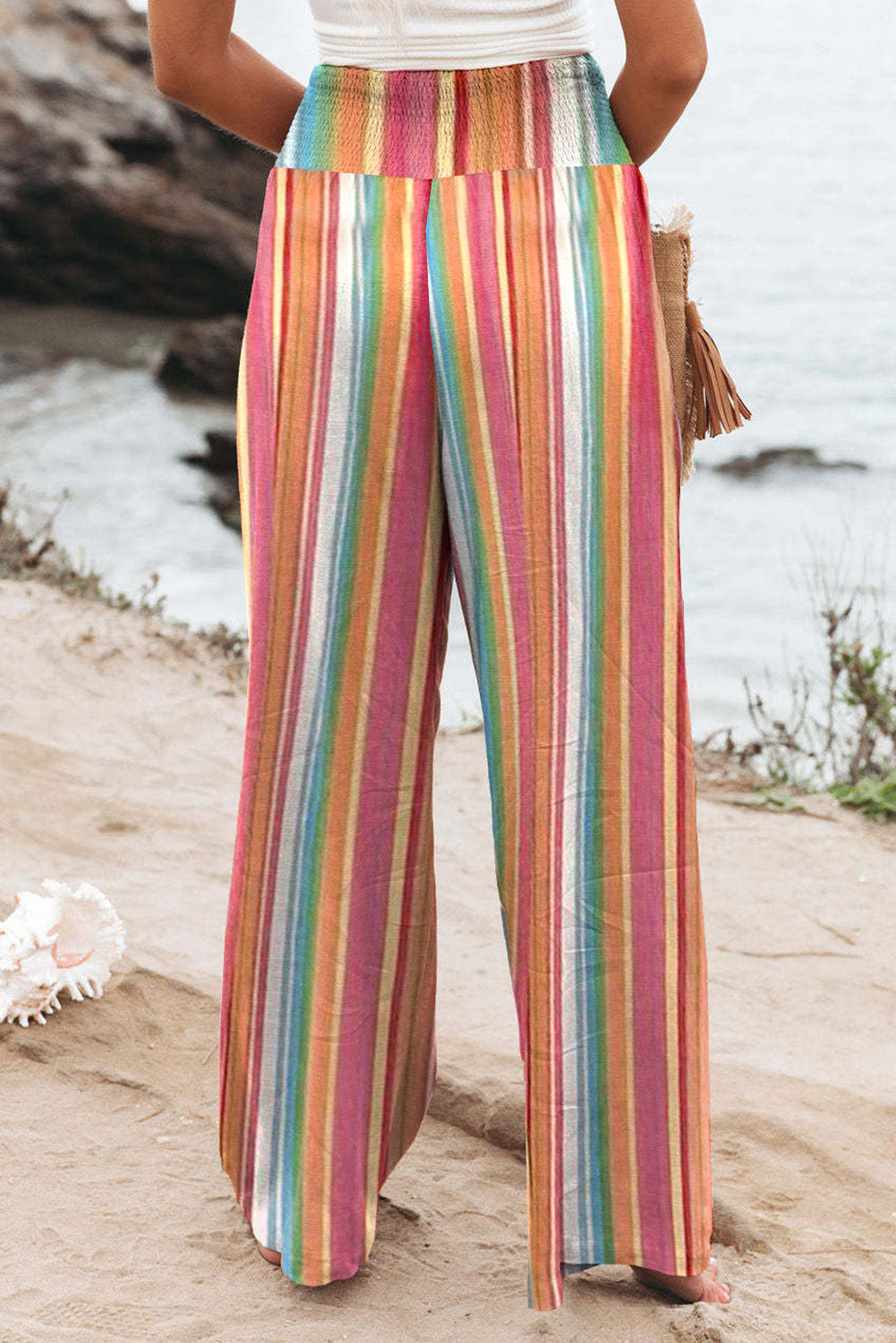 Striped Smocked Waist Pants with Pockets king-general-store-5710.myshopify.com