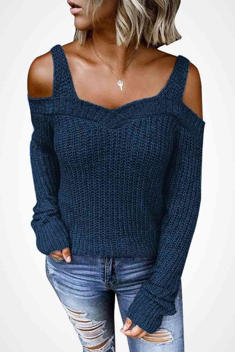 Long Sleeve Cold Shoulder Sweater king-general-store-5710.myshopify.com