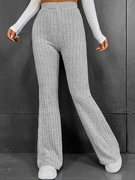 Ribbed High Waist Flare Bootcut Pants king-general-store-5710.myshopify.com