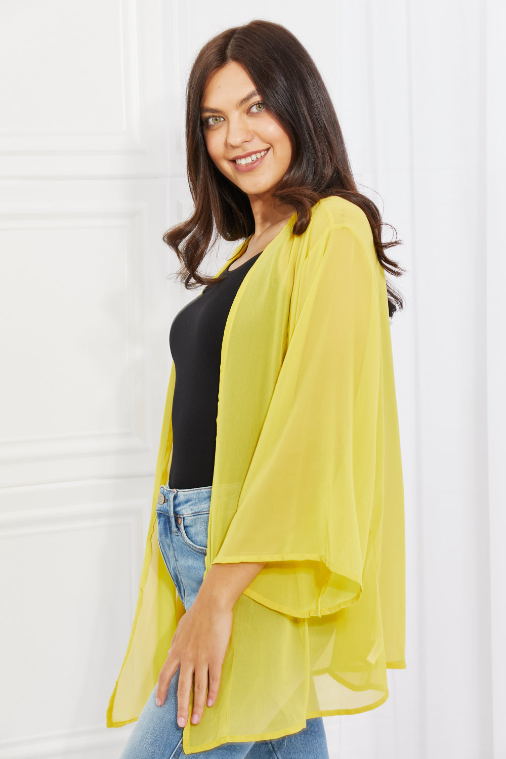 Melody Just Breathe Full Size Chiffon Kimono in Yellow king-general-store-5710.myshopify.com