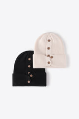 Button Detail Rib-Knit Cuff Beanie king-general-store-5710.myshopify.com