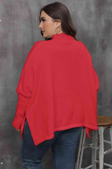 Mock Neck Raglan Sleeve Slit Sweater king-general-store-5710.myshopify.com