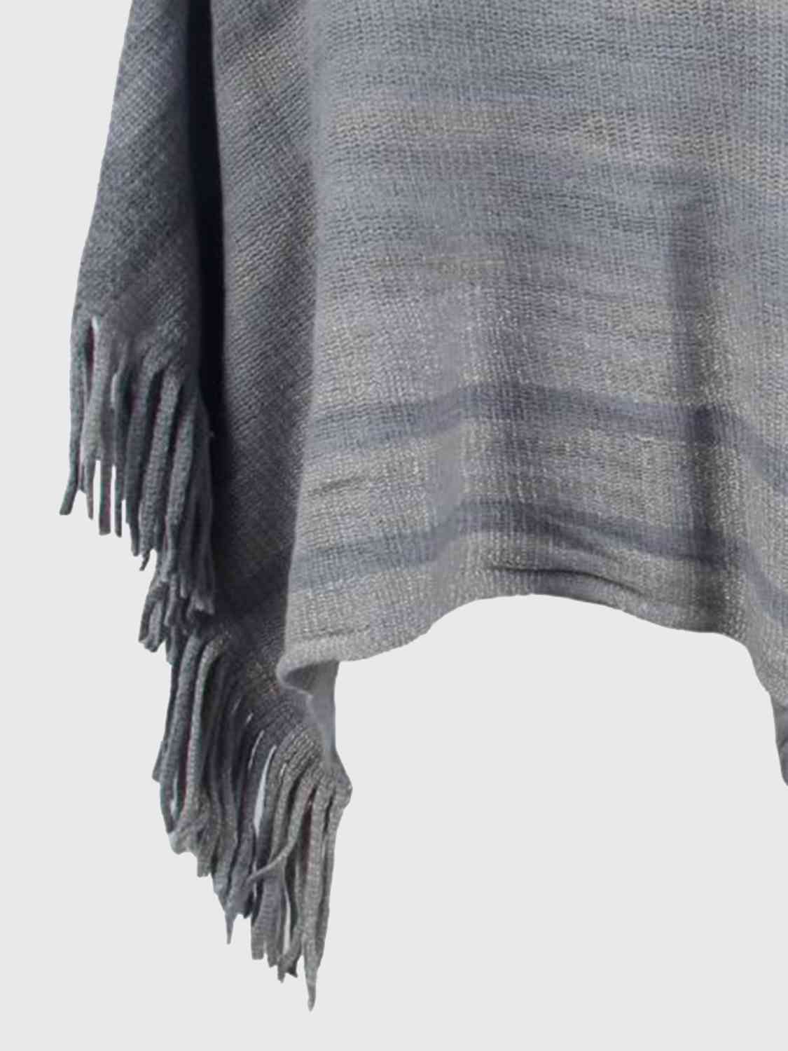 Striped Boat Neck Poncho with Fringes king-general-store-5710.myshopify.com