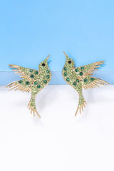 Bird Shape Zinc Alloy Frame Glass Stone Dangle Earrings - Kings Crown Jewel Boutique