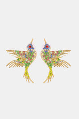 Bird Shape Zinc Alloy Frame Glass Stone Dangle Earrings - Kings Crown Jewel Boutique