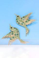 Bird Shape Zinc Alloy Frame Glass Stone Dangle Earrings - Kings Crown Jewel Boutique