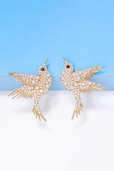 Bird Shape Zinc Alloy Frame Glass Stone Dangle Earrings - Kings Crown Jewel Boutique