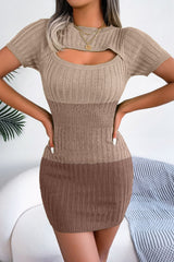 Color Block Cutout Short Sleeve Sweater Dress king-general-store-5710.myshopify.com