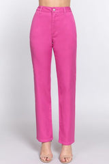 ACTIVE BASIC High Waist Straight Twill Pants king-general-store-5710.myshopify.com