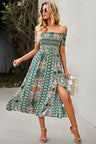 Bohemian Off-Shoulder Frill Trim Split Dress king-general-store-5710.myshopify.com