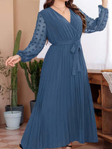 Plus Size Swiss Dot Tie Waist Maxi Dress king-general-store-5710.myshopify.com