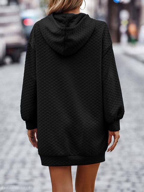 Textured Drawstring Tunic Hoodie king-general-store-5710.myshopify.com