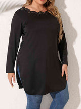 Plus Size Slit Long Sleeve T-Shirt king-general-store-5710.myshopify.com