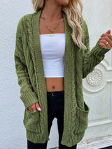 Cable-Knit Open Front Cardigan with Front Pockets king-general-store-5710.myshopify.com