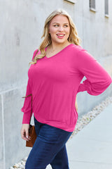 Basic Bae Full Size V-Neck Lantern Sleeve Blouse king-general-store-5710.myshopify.com