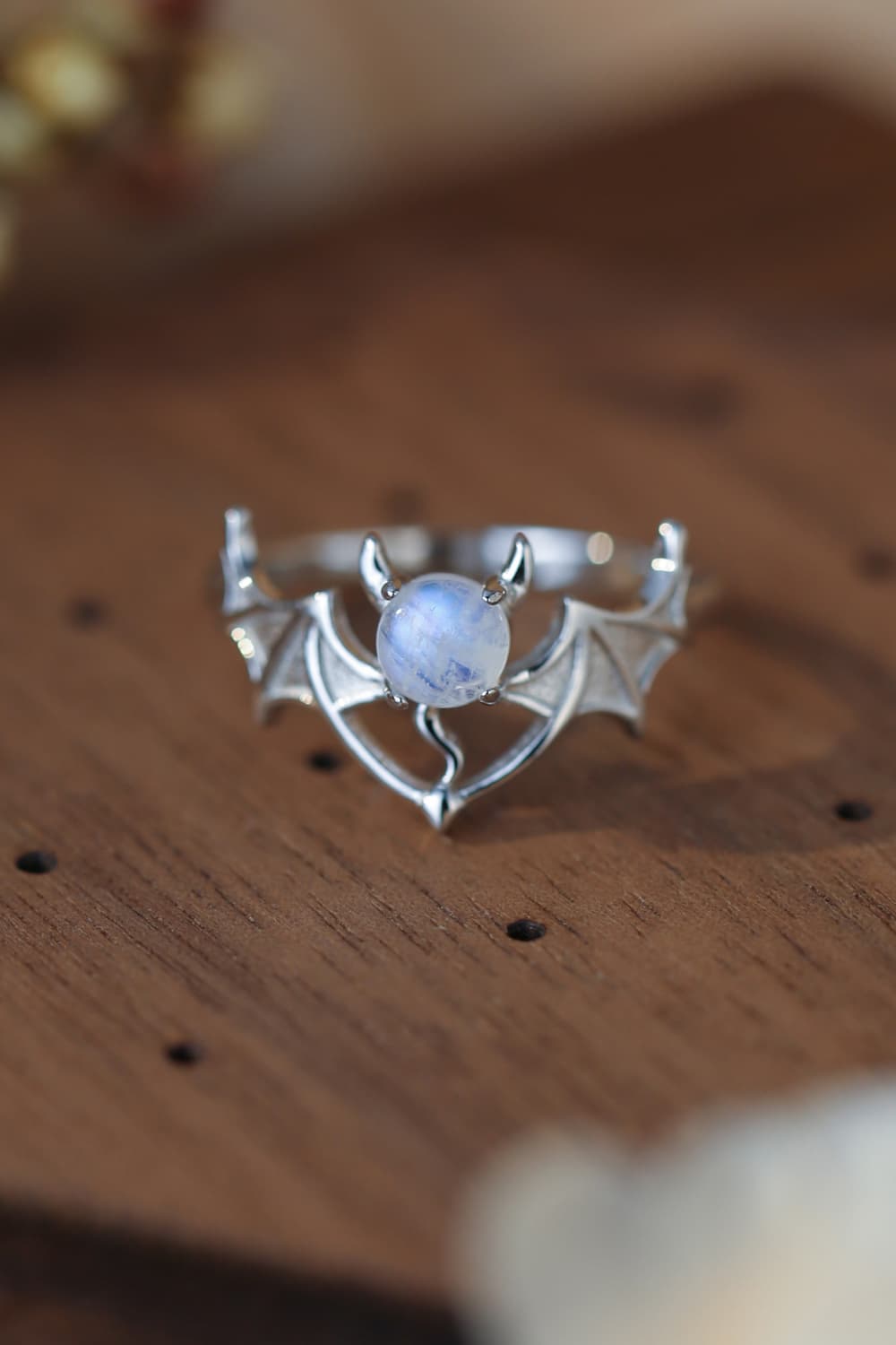 Moonstone Bat 925 Sterling Silver Ring king-general-store-5710.myshopify.com