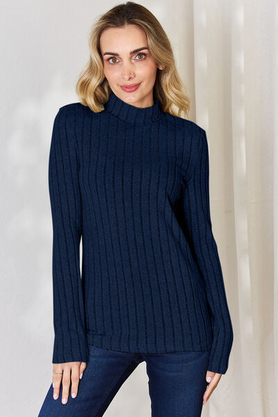 Basic Bae Full Size Ribbed Mock Neck Long Sleeve T-Shirt king-general-store-5710.myshopify.com