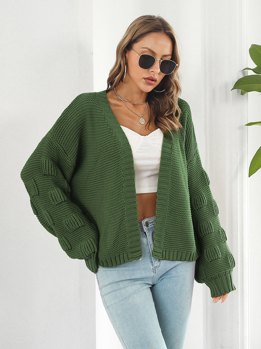 Open Front Ribbed Trim Cardigan king-general-store-5710.myshopify.com