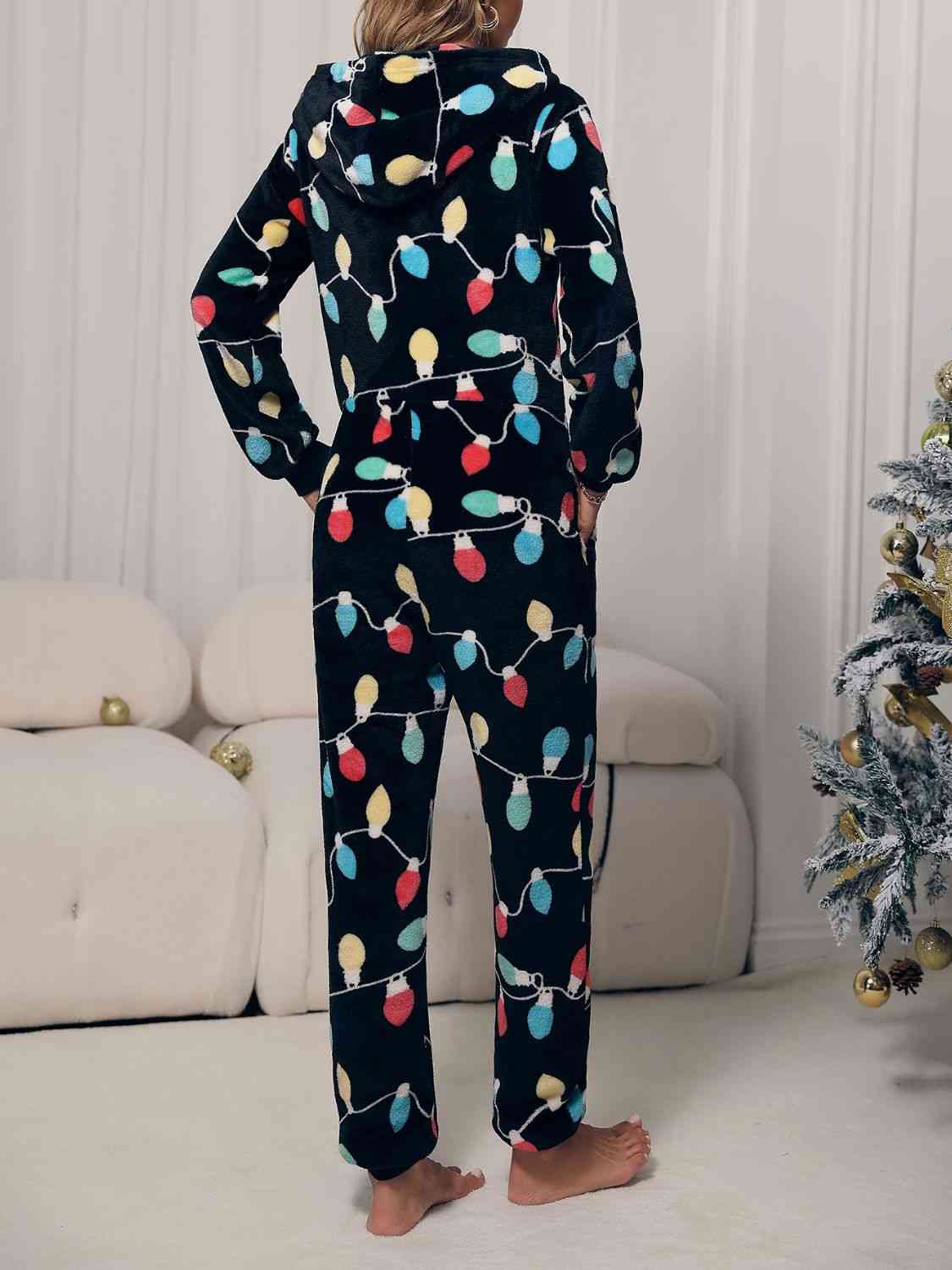 Zip Front Hooded Lounge Jumpsuit with Pockets king-general-store-5710.myshopify.com