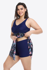 Plus Size Floral Two-Tone Asymmetrical Hem Two-Piece Swimsuit king-general-store-5710.myshopify.com