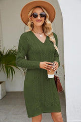 Cable-Knit Long Sleeve Sweater Dress king-general-store-5710.myshopify.com