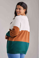 Plus Size Color Block Long Sleeve Sweater king-general-store-5710.myshopify.com