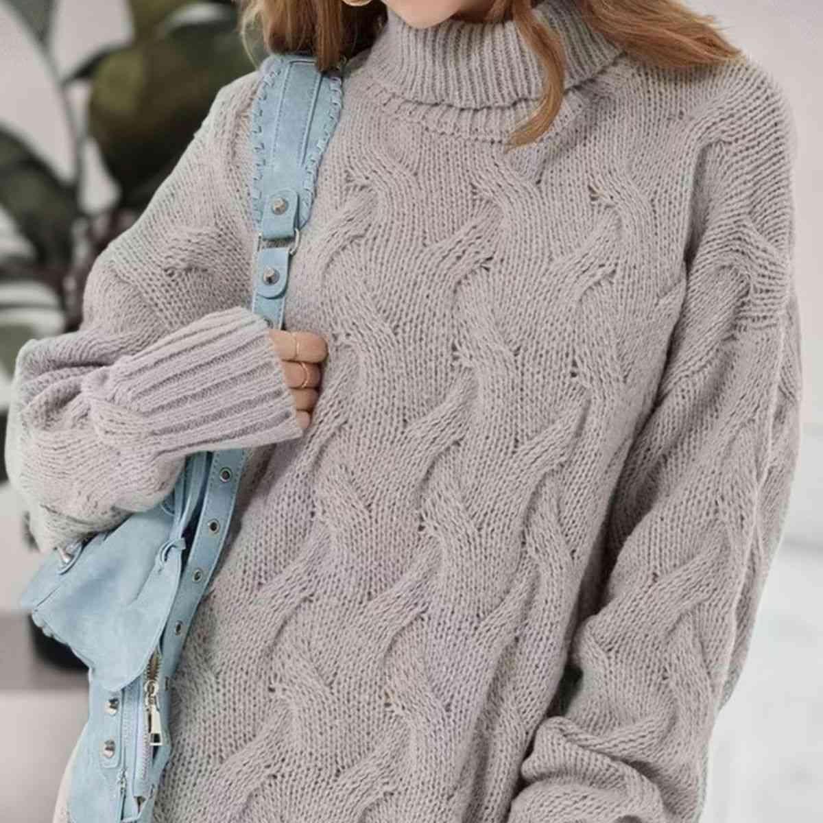 Cable-Knit Turtleneck Sweater Dress king-general-store-5710.myshopify.com